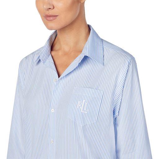 Lauren Ralph Lauren Heritage Pyjamasskjorte, French Blue/White, XL