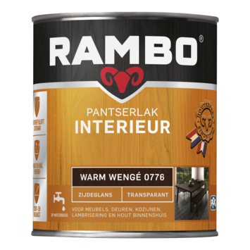 Rambo pantserlak interieur transparant zijdeglans warm wengé 750 ml