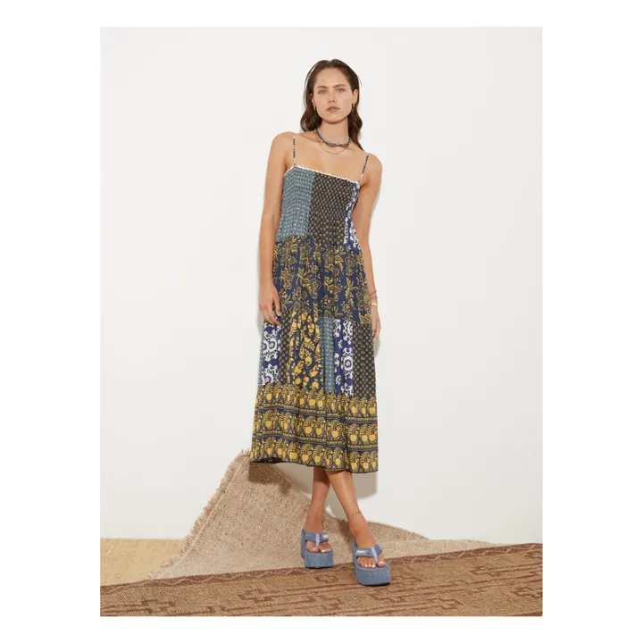 Boteh Robe Florimonde Patchwork | Bleu foncé