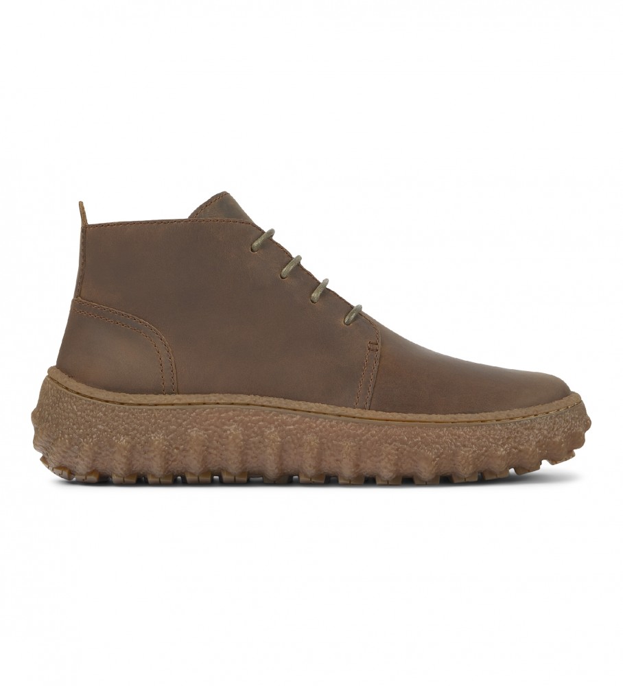 Botas de tornozelo Camper Ground em couro marrom