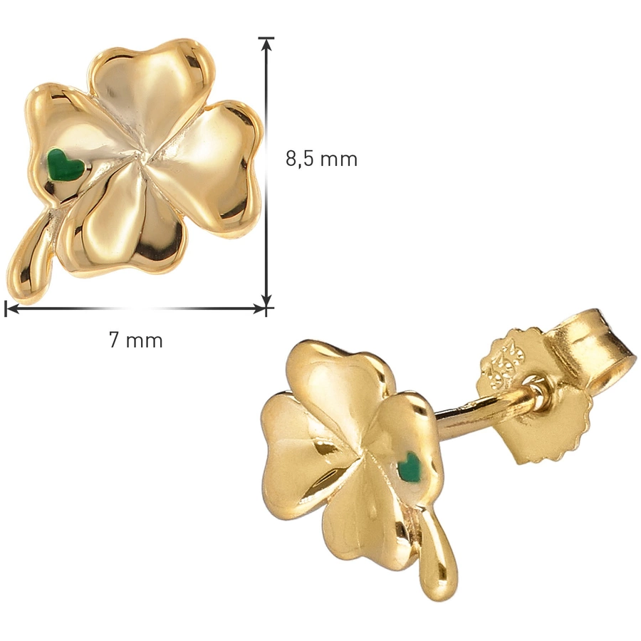 trendor Kinder-Ohrringe Gold 3338K Kleeblatt Ohrstecker gold