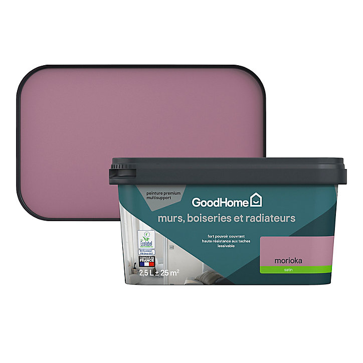 Peinture intérieure couleur murs, boiseries et radiateurs GoodHome satin morioka violet 2.5L