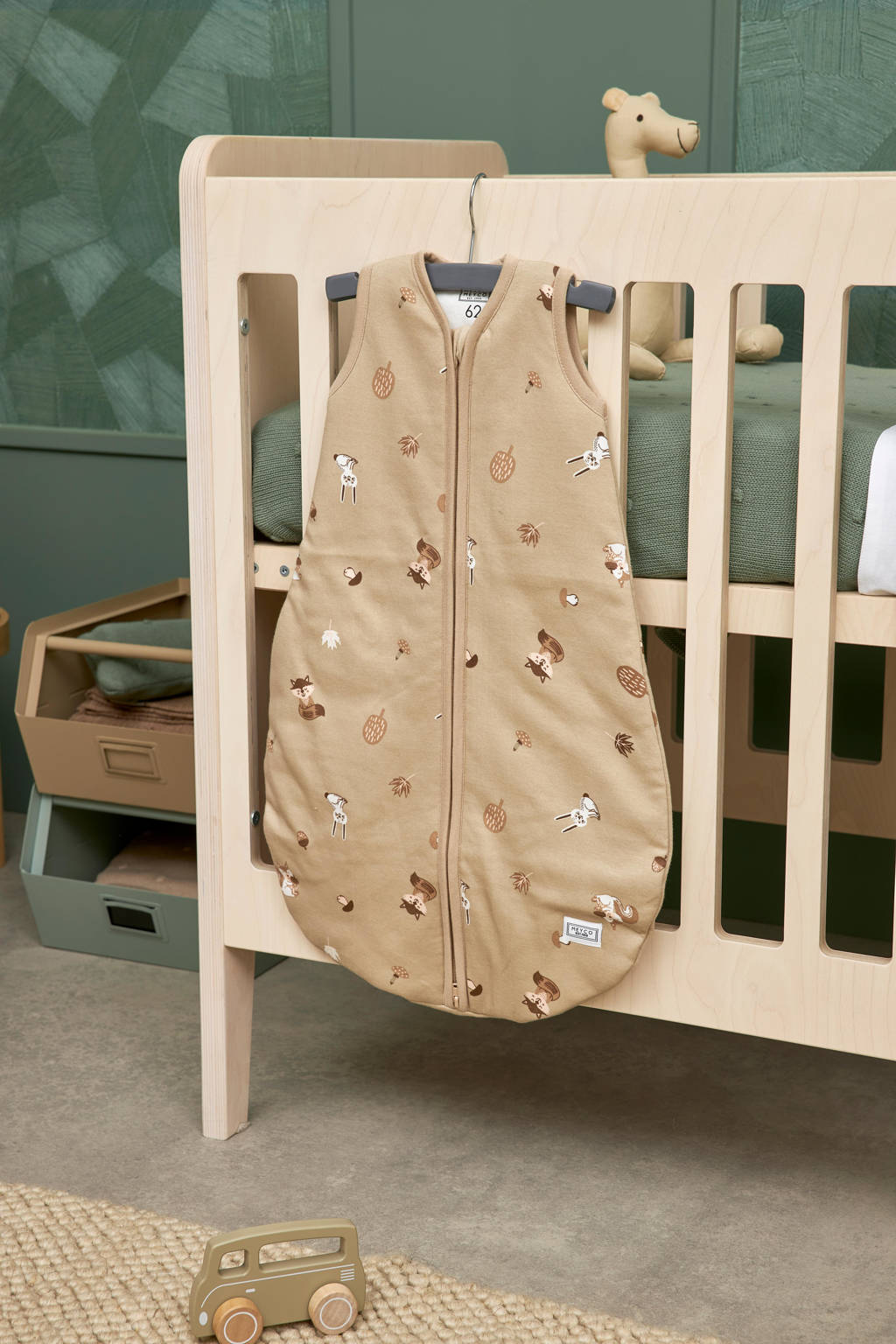 Fijne ruime slaapzakgevoerde babyslaapzak Forest Animals Sand