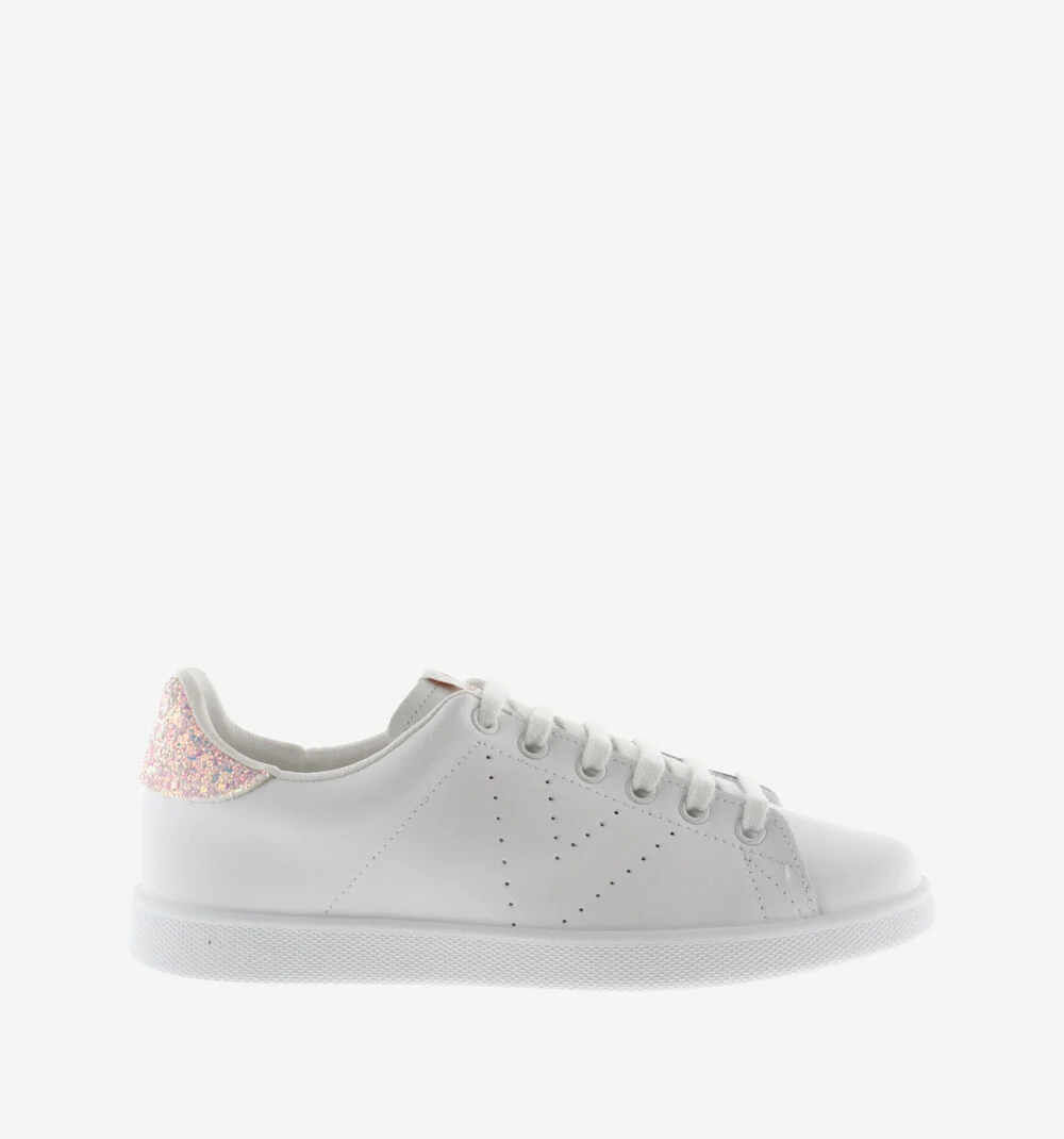 TENIS CUIR & GLITTER Baskets blanches en cuir GROSELLA