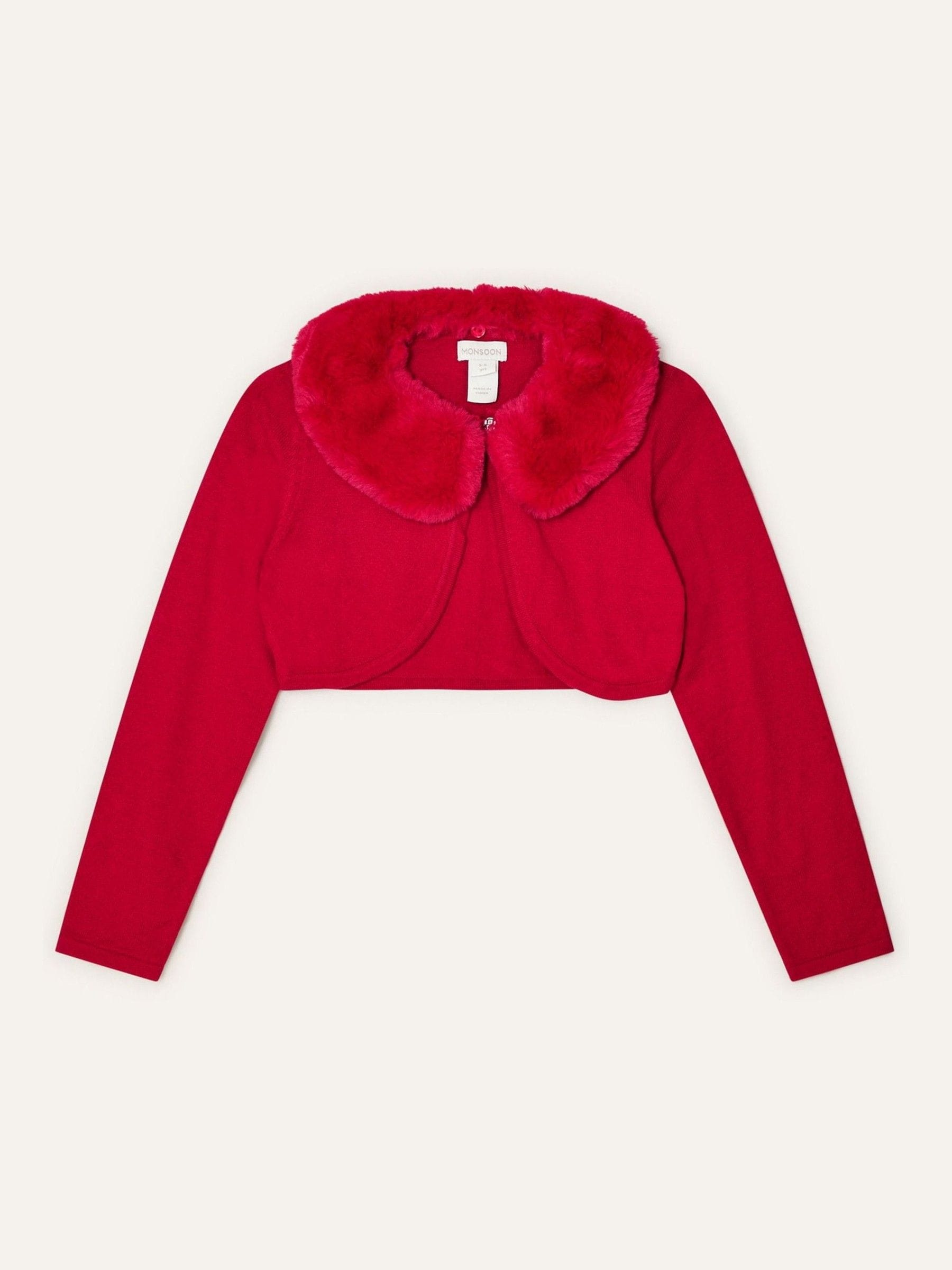 Rood - Monsoon - Superzacht vest met kraag van imitatiebont van 100% katoen