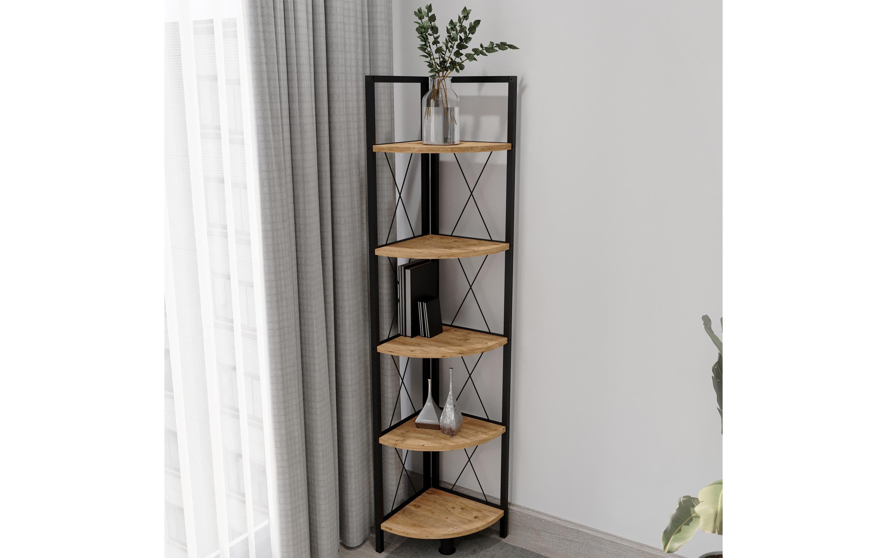 Regal Insasi 5 34 x 160 cm, Honig-Eiche<br>Modernes Eckregal