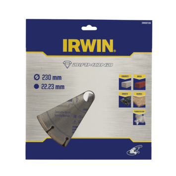 Irwin diamantzaagblad voor haakse slijper Ø230 mm. Voor steen.