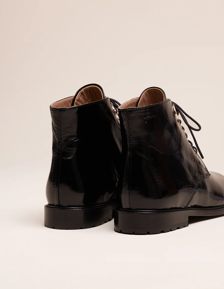 Bottines à lacets Laurène - Cuir naplak noir