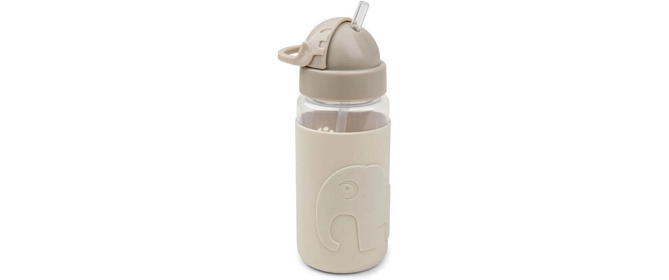 Trinkflasche Easy-grip Strohhalm Elphee Sand 350 mlTrinkflasche mit rutschfester Hülle
