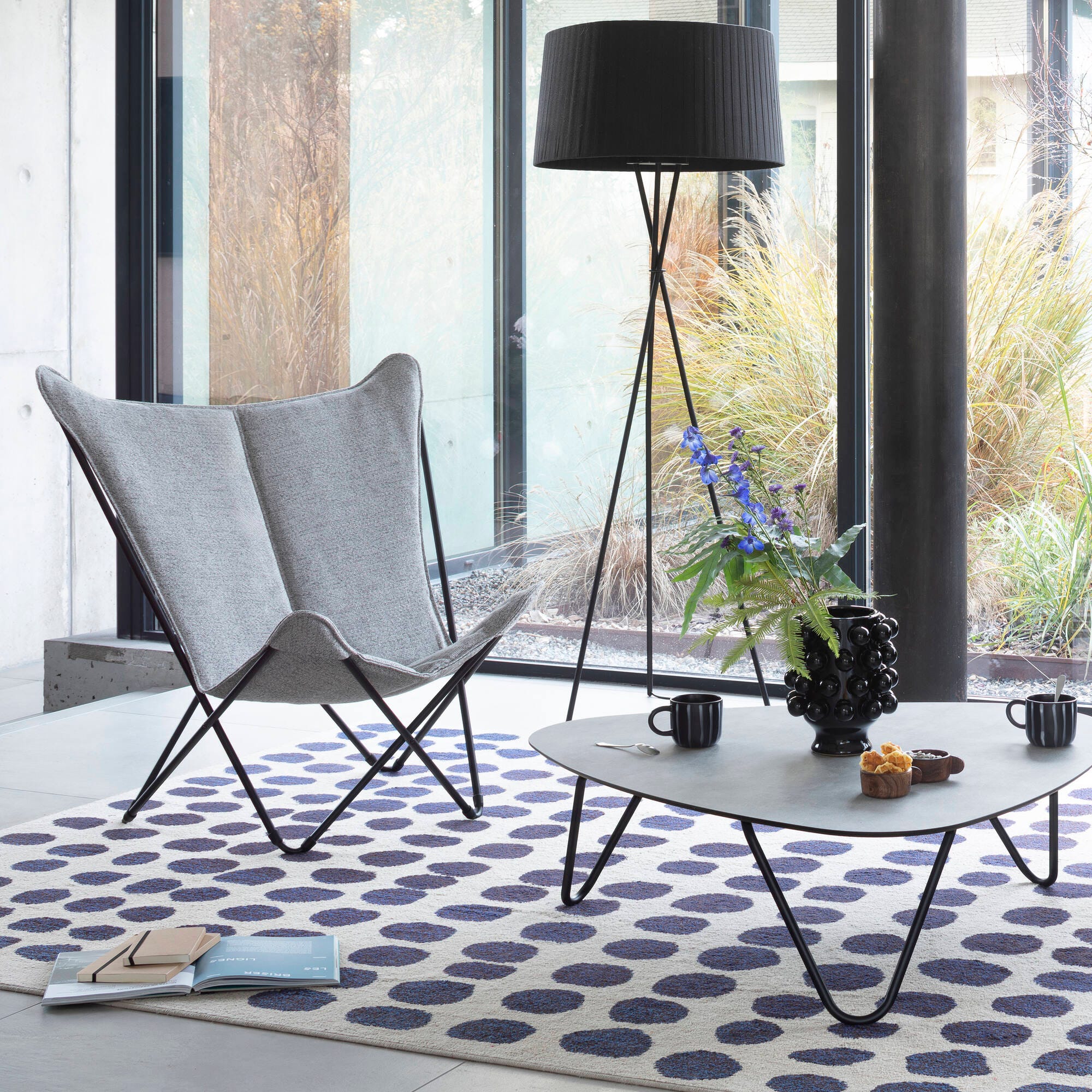 Gepolsterter Breiter Butterfly Chair Sphinx Tundra Grau Tundra Grey