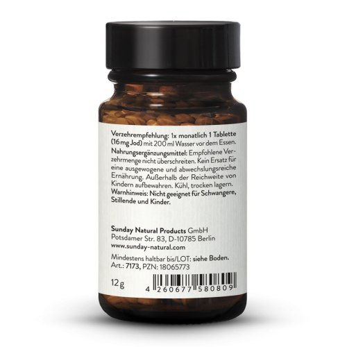 Sunday Natural Products  Jod 16mg Mini-tabletten Hochdosiert