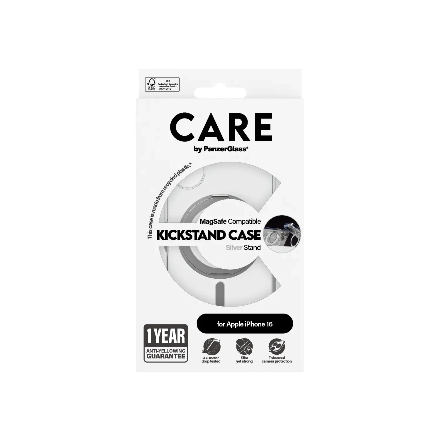 PanzerGlass CARE Cover Transparent Kickstand iPhone 16 1325