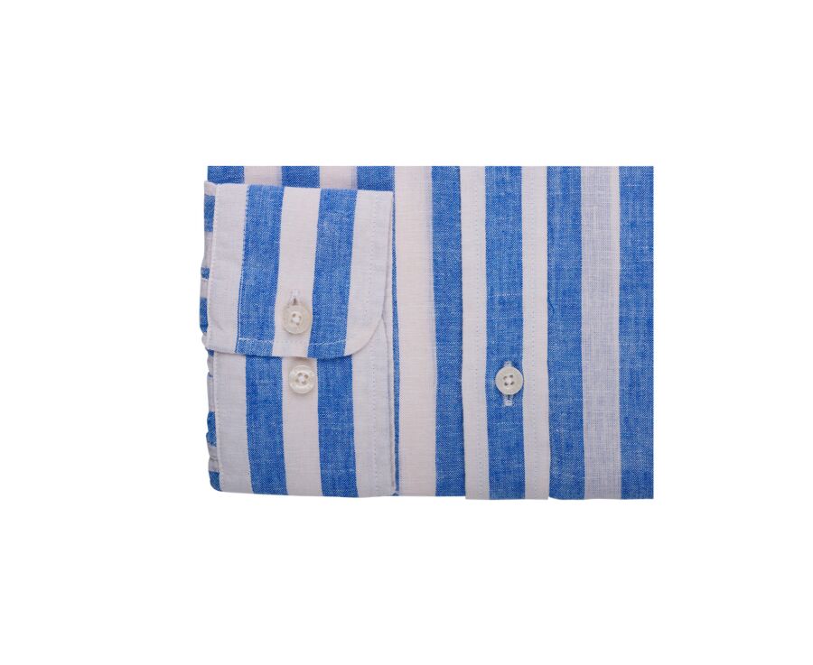 Chemise coton lin rayée Bleu et Blanc - BRUNIEN