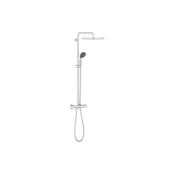 Grohe regendoucheset Quickfix Vitalio Start vierkant met handdouche en thermostaatkraan 2 standen chroom
