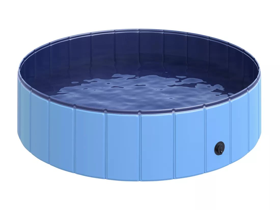 Piscine pour chiens bassin pliable bouchon vidange fond antidérapant diamètre 1,20 m bleu