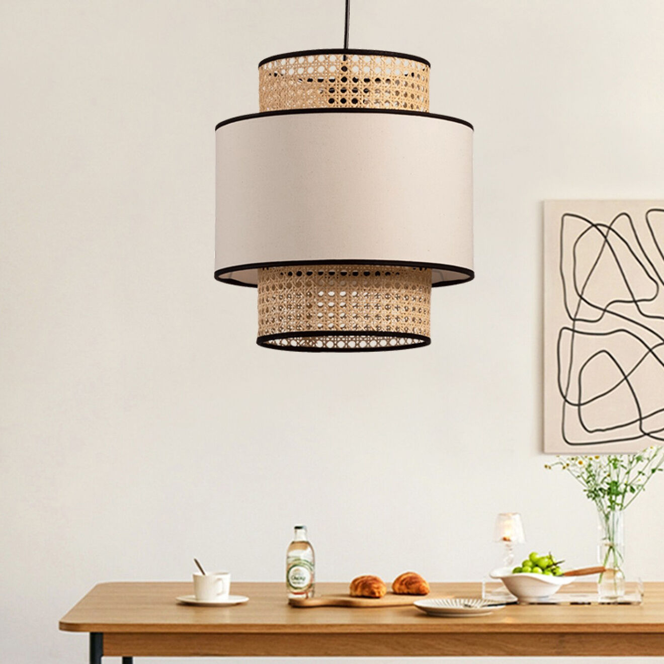 Opviq Suspension Ayd beige/noir - D.30x34 cm