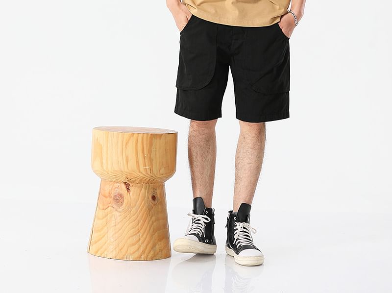 OKONKWO - Mid Rise Plain Panel Shorts