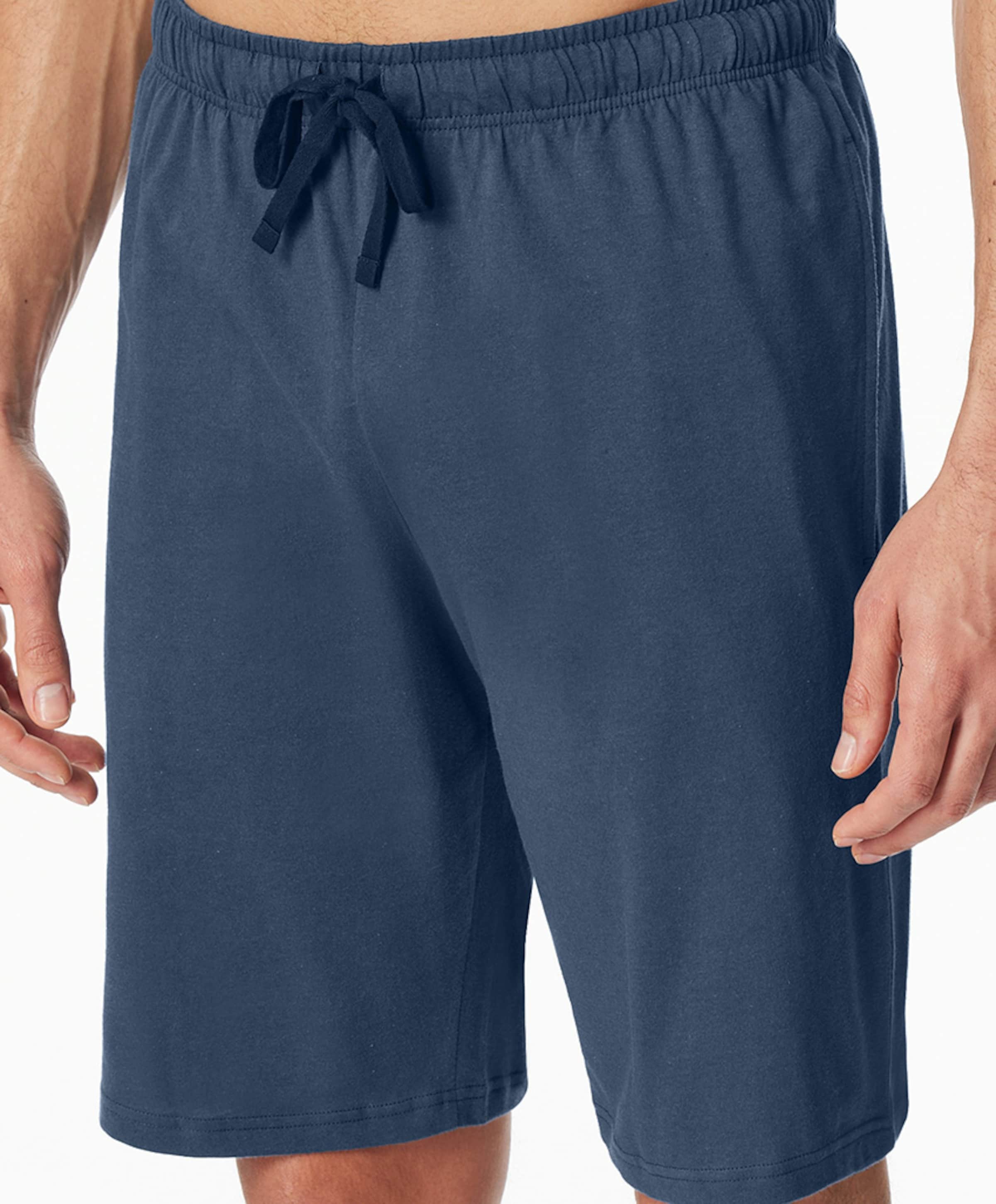Schiesser Heren pyjama short blauw