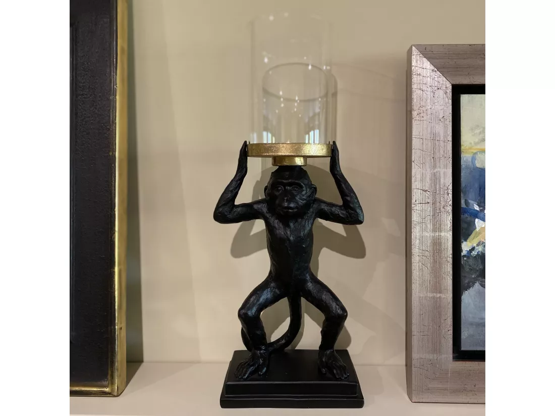 Now's Home - Photophore Petit Singe Ludique 19x10x46cm Monkey