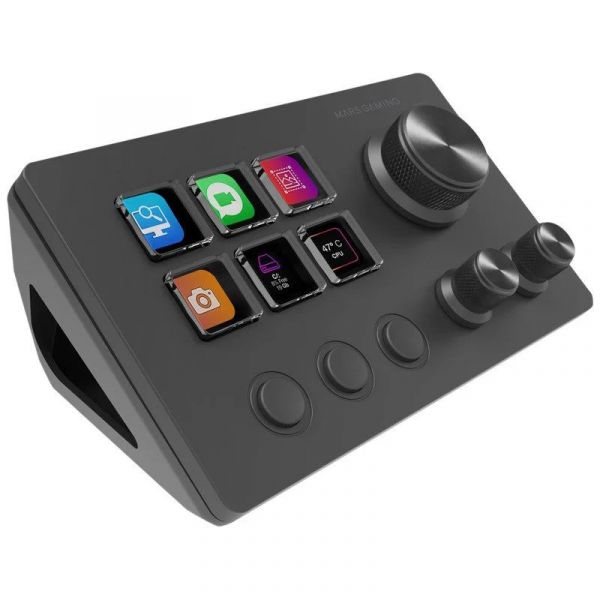 Mars Gaming MSD-TWO Control Deck Compacto com 6 Teclas LCD Personalizáveis e 3 Rodas para Windows/MacOS Preto