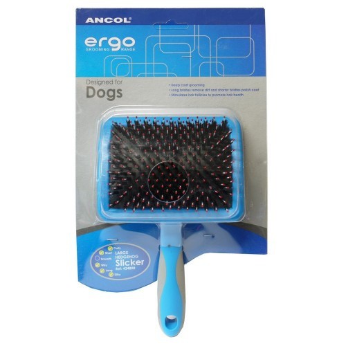 Escova ergonômica para animais de estimação com cerdas de ouriço, azul