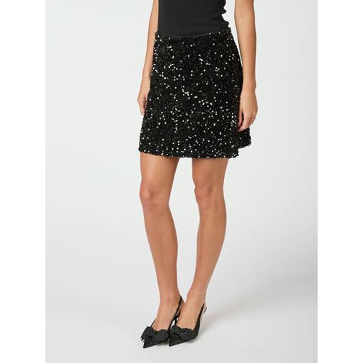 Neo Noir Miva Velvet Sequins Nederdel, Black, 38