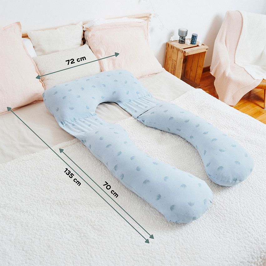 Coussin de maternité B.Love XXL wind bleu - Ecru