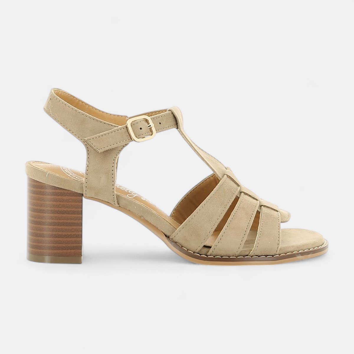 Nu-pieds à talon compensé Femme beige