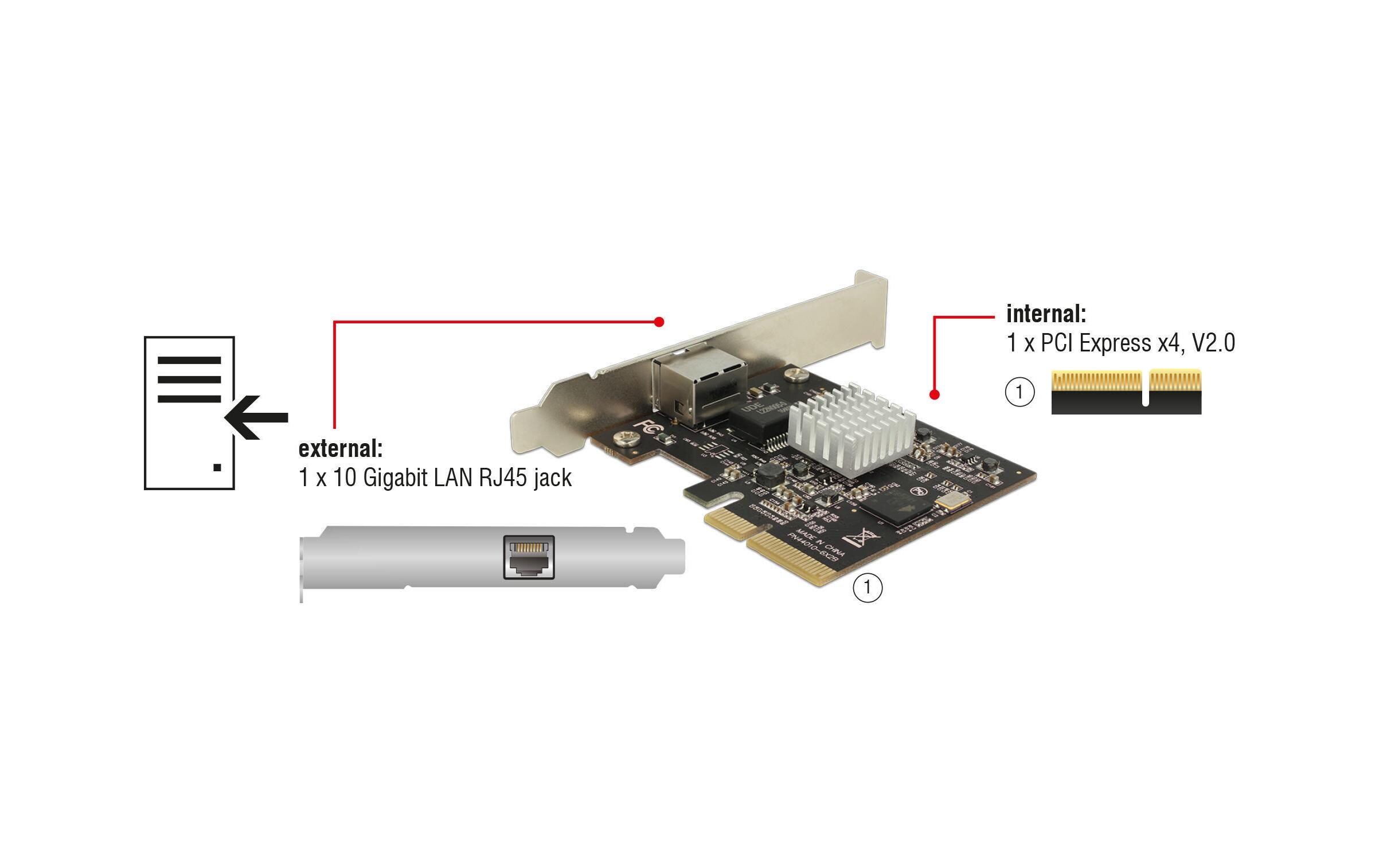 Netzwerkkarte 89654 10Gbps PCI-Express x4<br>PCI Express Karte mit 10 Gigabit LAN