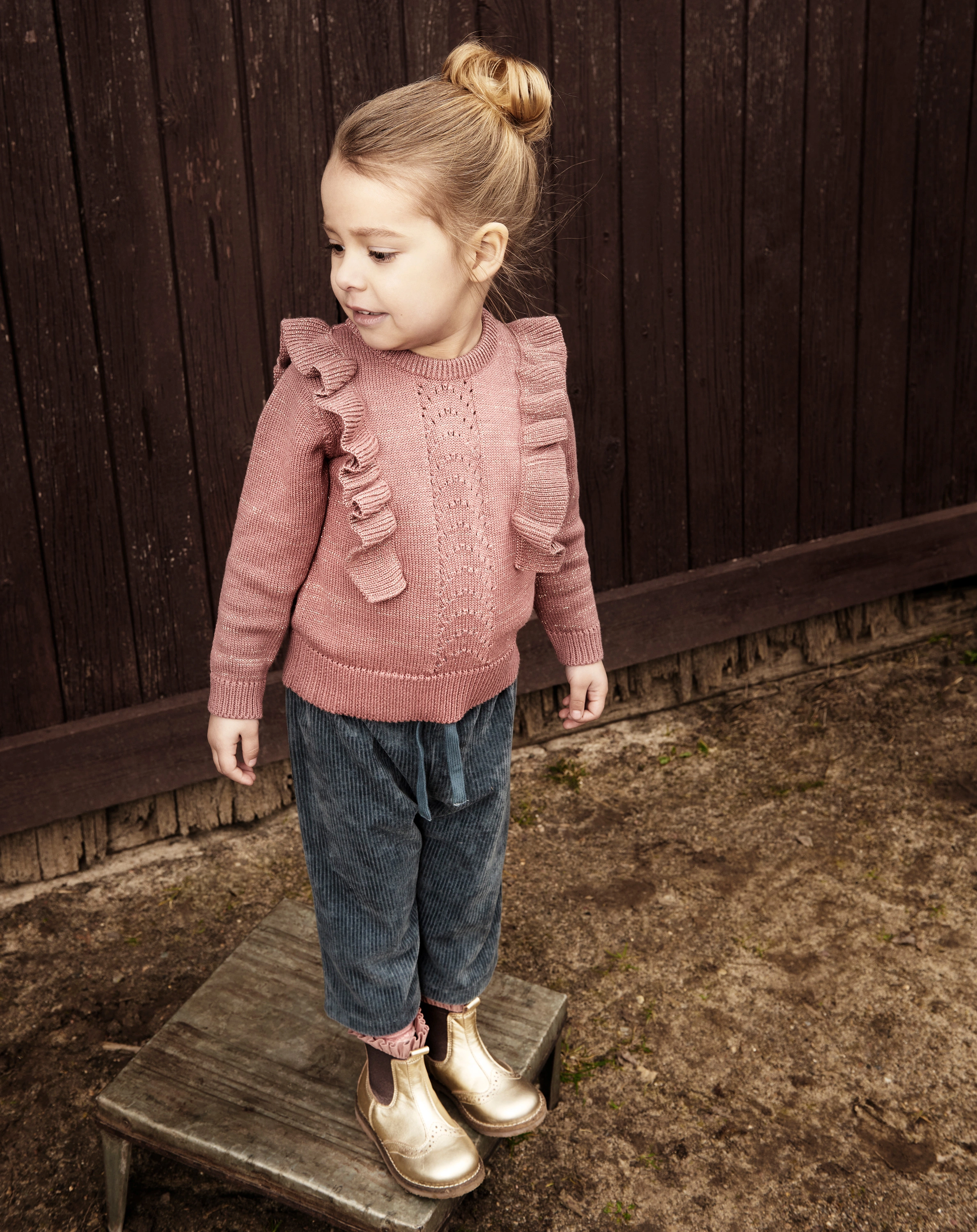 Pullover SHIMMER mit Rüschen in withered rose