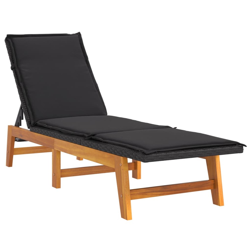 Transat chaise longue bain de soleil lit de jardin terrasse meuble d'extérieur avec table résine tressée et bois massif d'aca