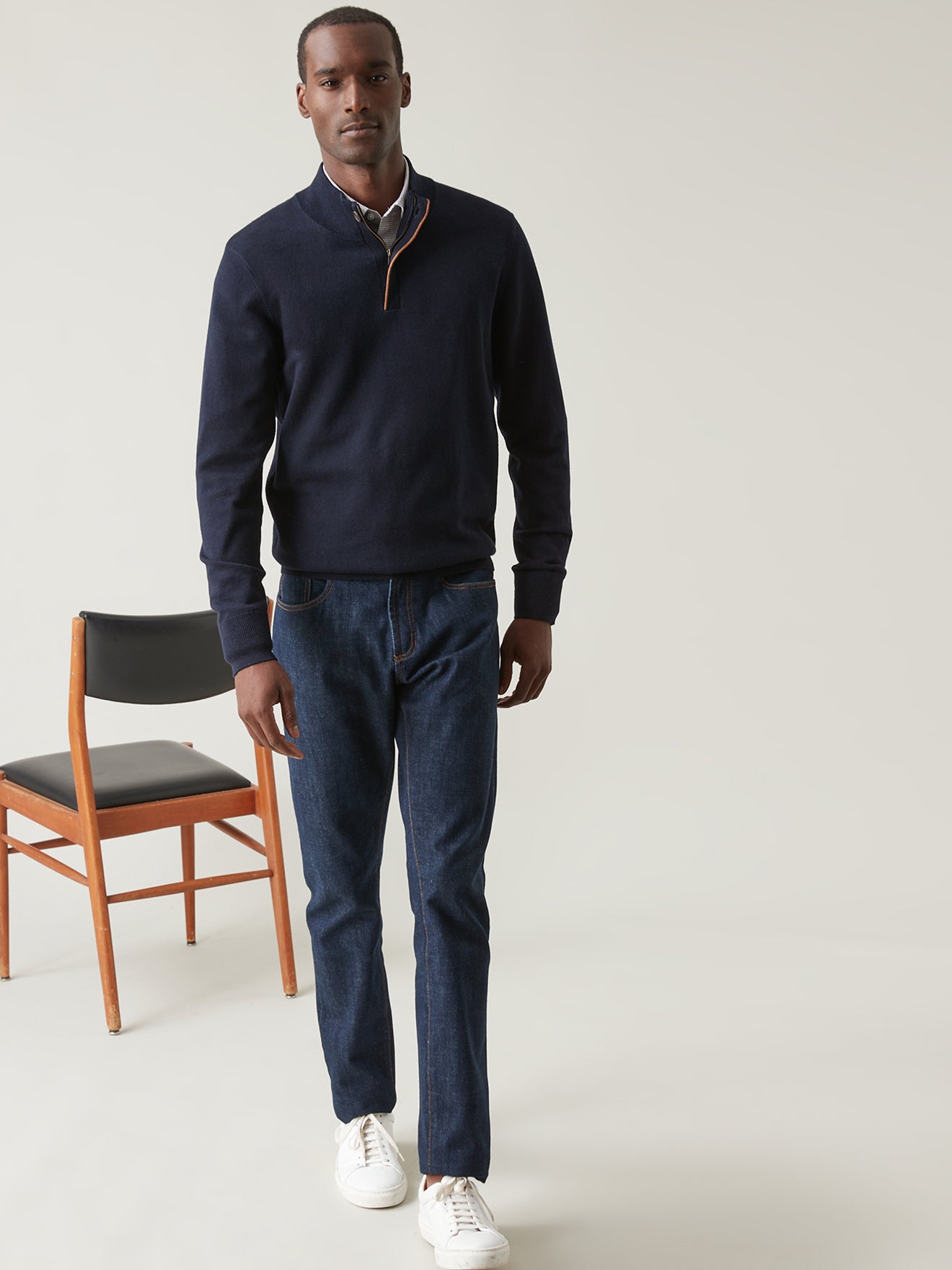 Pull homme col montant zippé