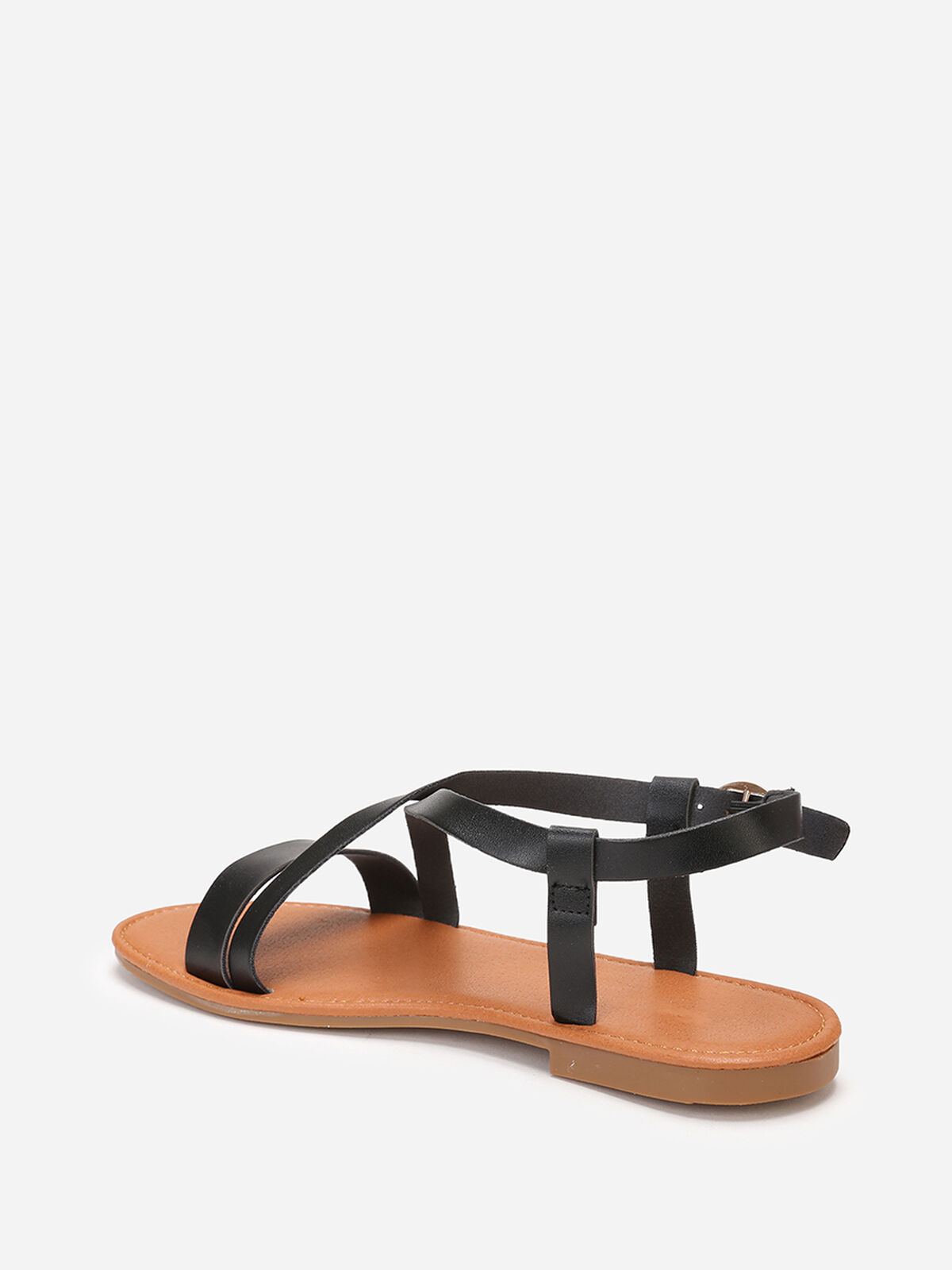 Sandales plates avec fines brides- Noir