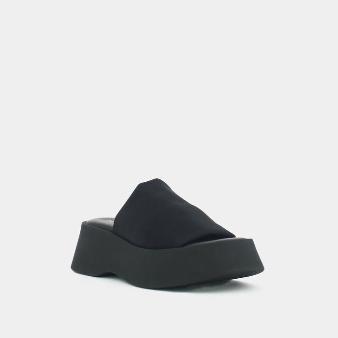 Mules à bouts ouverts  en textile noir