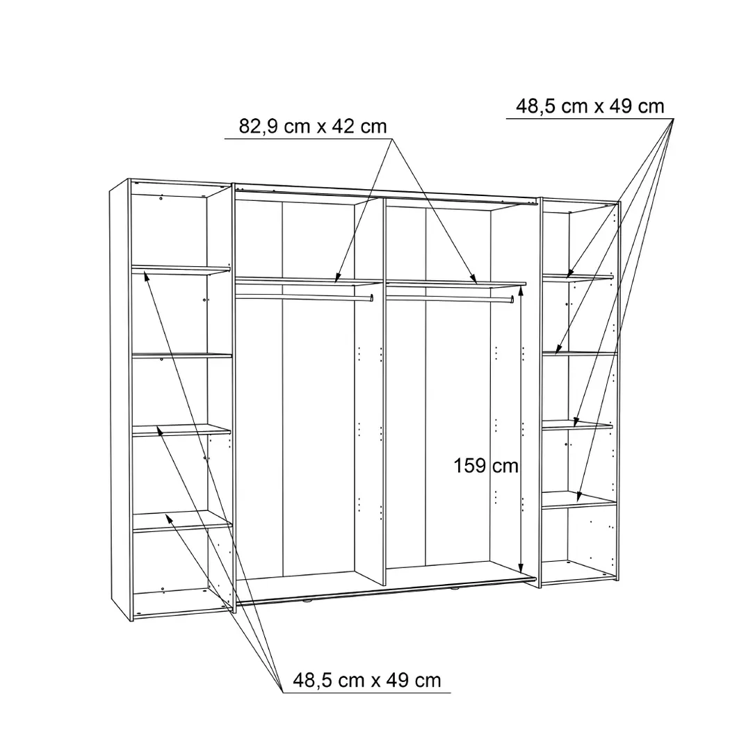 Schwebe-/Drehtürenschrank Narago 270 x 210 cm