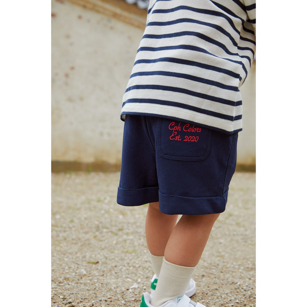 Køb COPENHAGEN COLORS Navy Stripe Pique Stripe Poloshirt