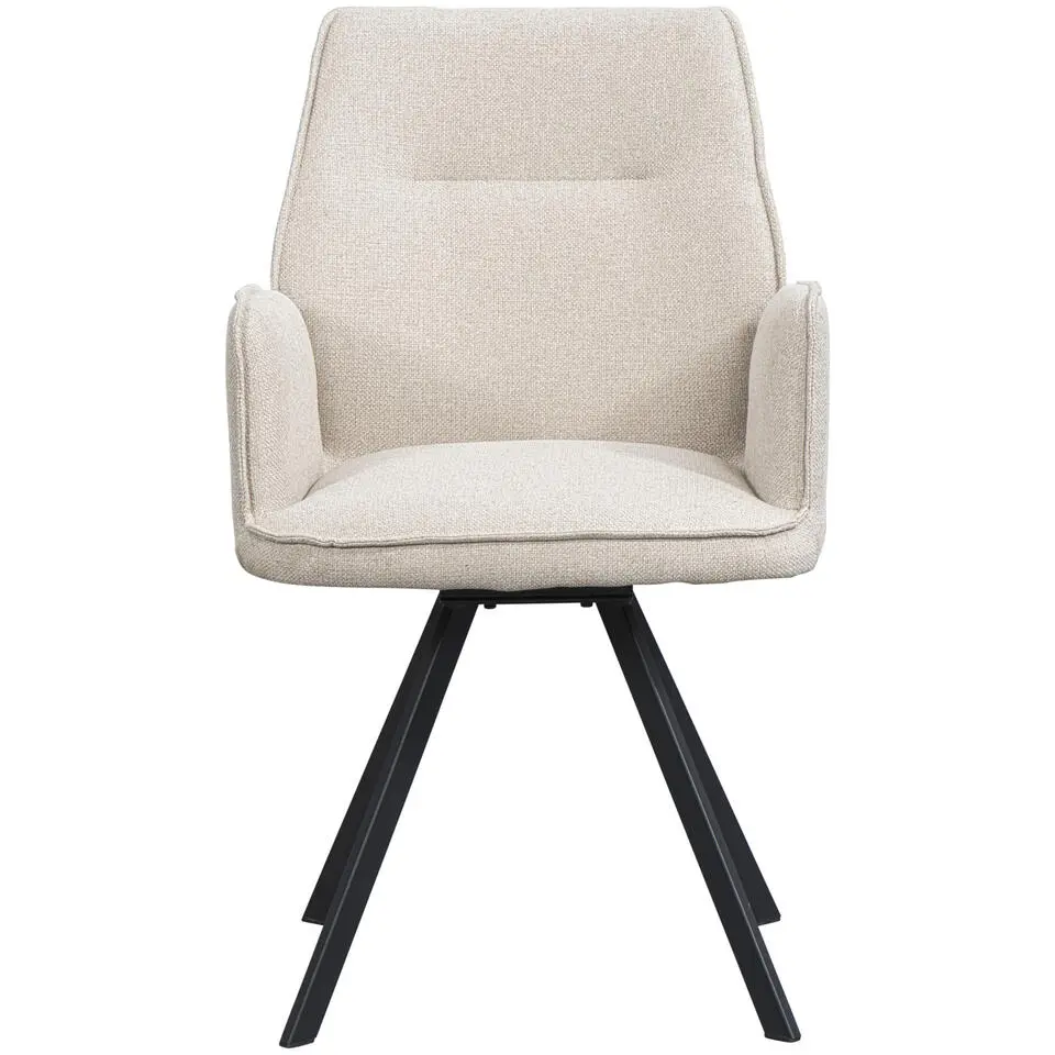 Eetkamerstoel Raffy met armleuning - stof - beige