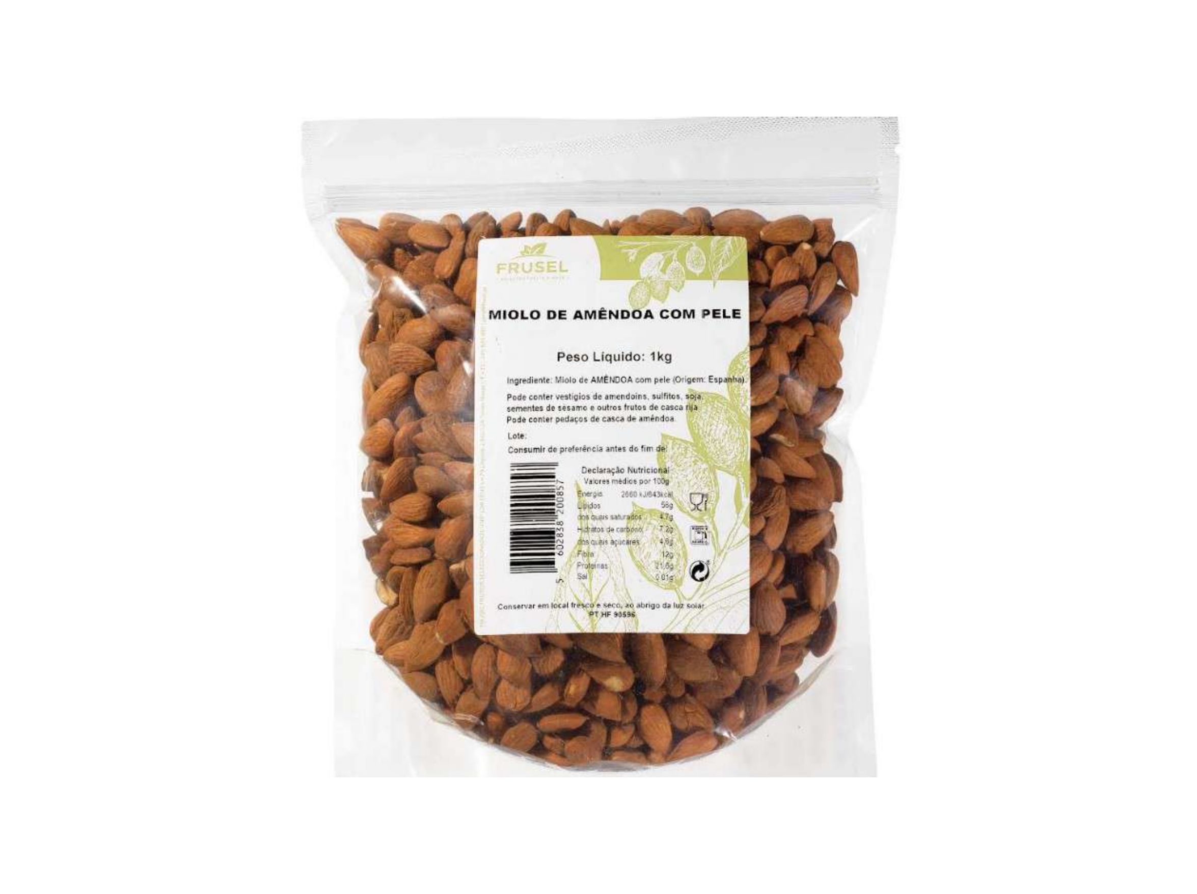 MIOLO DE AMÃNDOA FRUSEL COM PELE 1 KG
