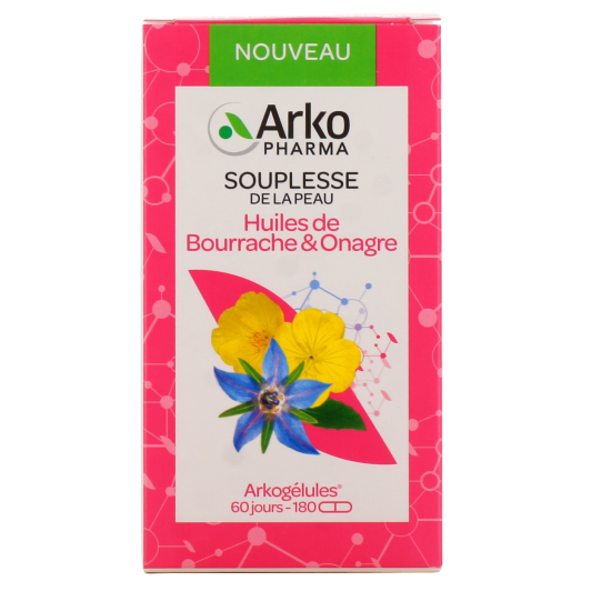 Arkogélules huiles bourrache et onagre - Souplesse de la peau