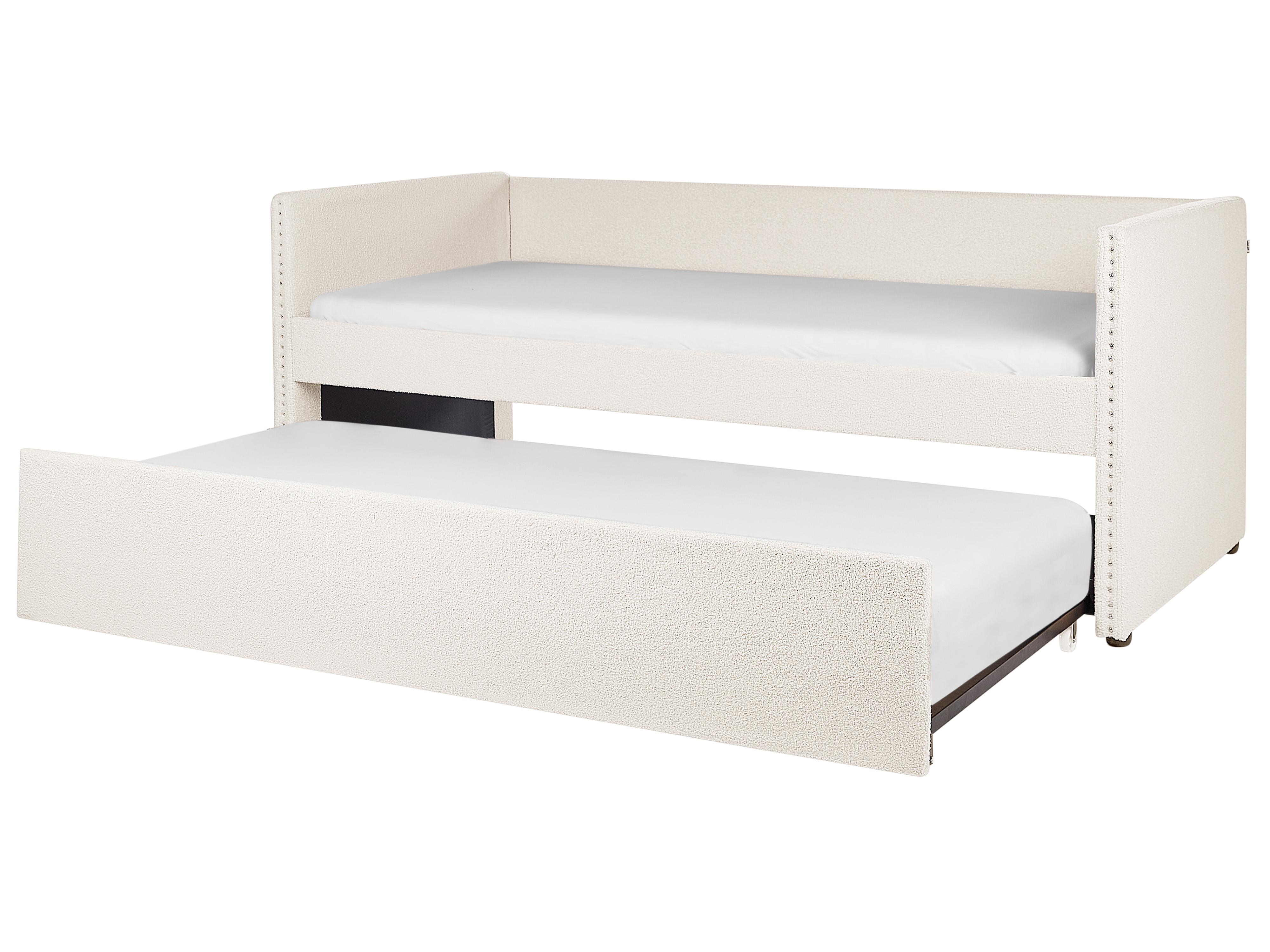 Onderschuifbed Bouclé TROYES 90 x 200 cm Lichtbeige