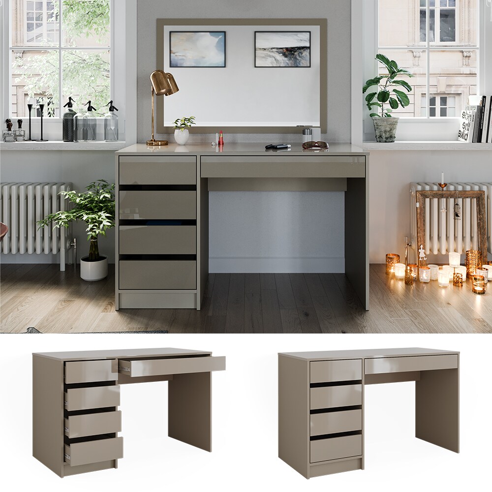 Vicco Schminktisch Sherry Greige Hochglanz 120 x 75 cm 5 Schubladen