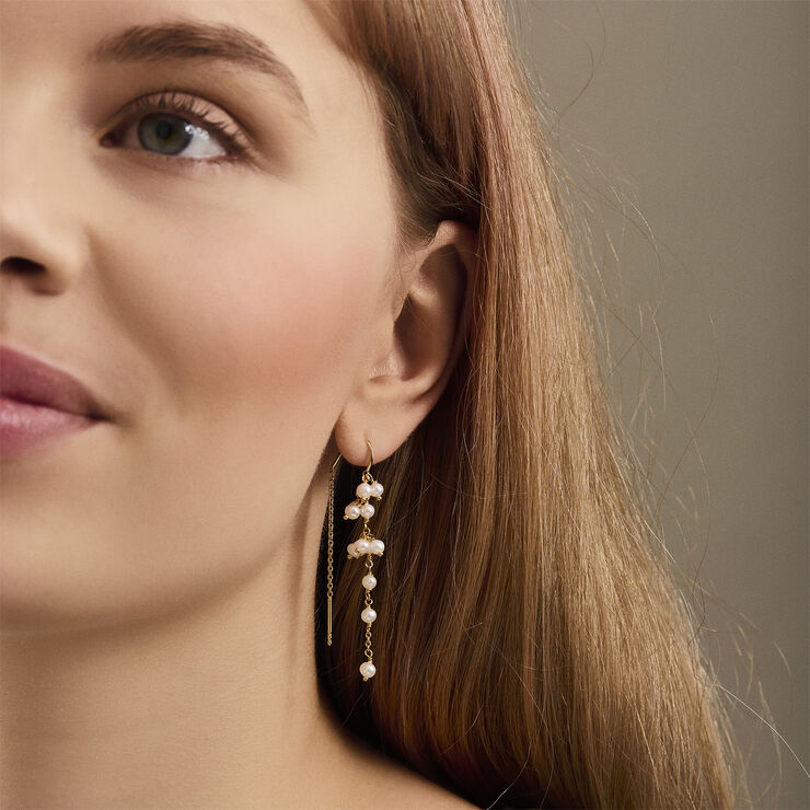 Pernille Corydon Jewellery Ocean Treasure Earchains size 55 mm Guld & hvid