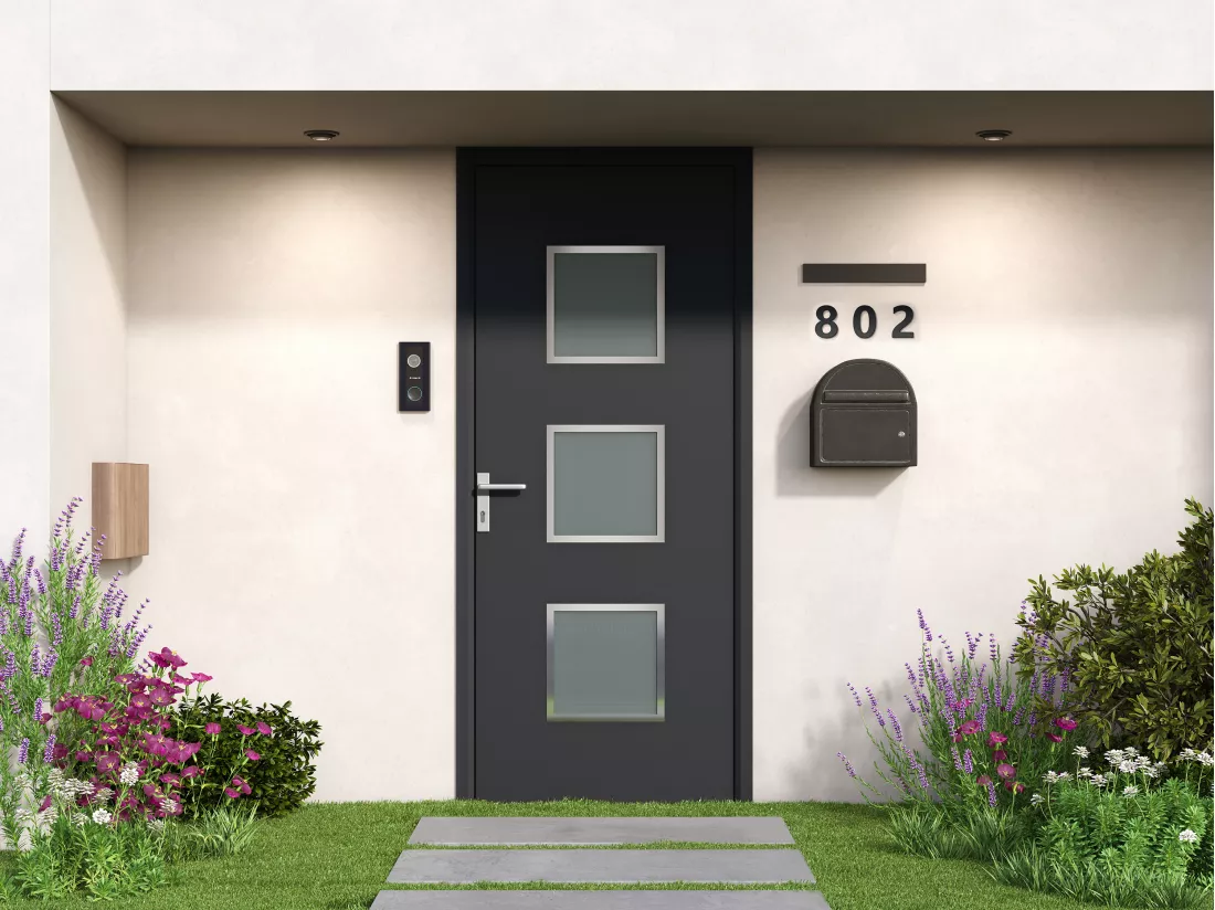 Porte d'entrée en aluminium H218 x L96 cm anthracite - poussant droit - ROSILVA