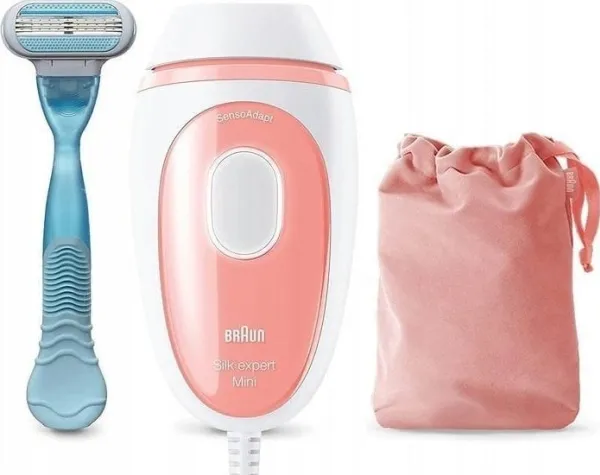 Braun Silk-expert Pro Silk-expert Mini, Lyserød, Hvid, Intenst pulserende lys (IPL), Mave, Armhule, Bikini, Jaw line, Overlæbe, Pulse, 0,6 sek./side