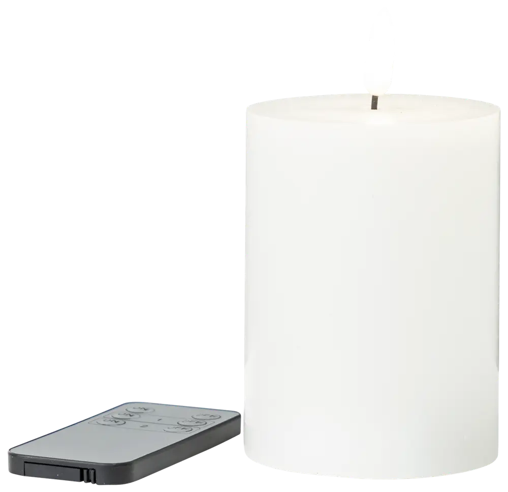 LED-vokslys 3D-flamme fjernbetjent - H. 10 cm