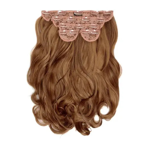Super Thick 22 Inch 5 Piece Natural Wavy Clip In Hair Extensions Toffee Brown