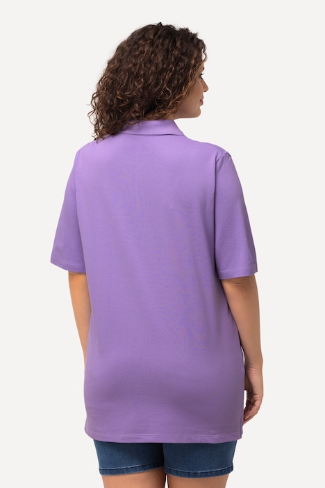 Poloshirt, Piqué, Polokragen, Samt-Knopfleiste, Halbarm
