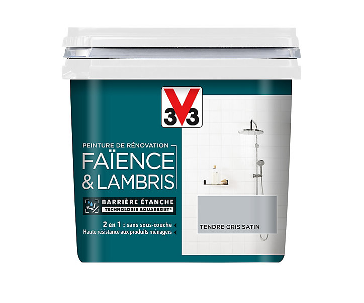 Peinture de rénovation faïence et lambris V33 tendre gris satin 750ml