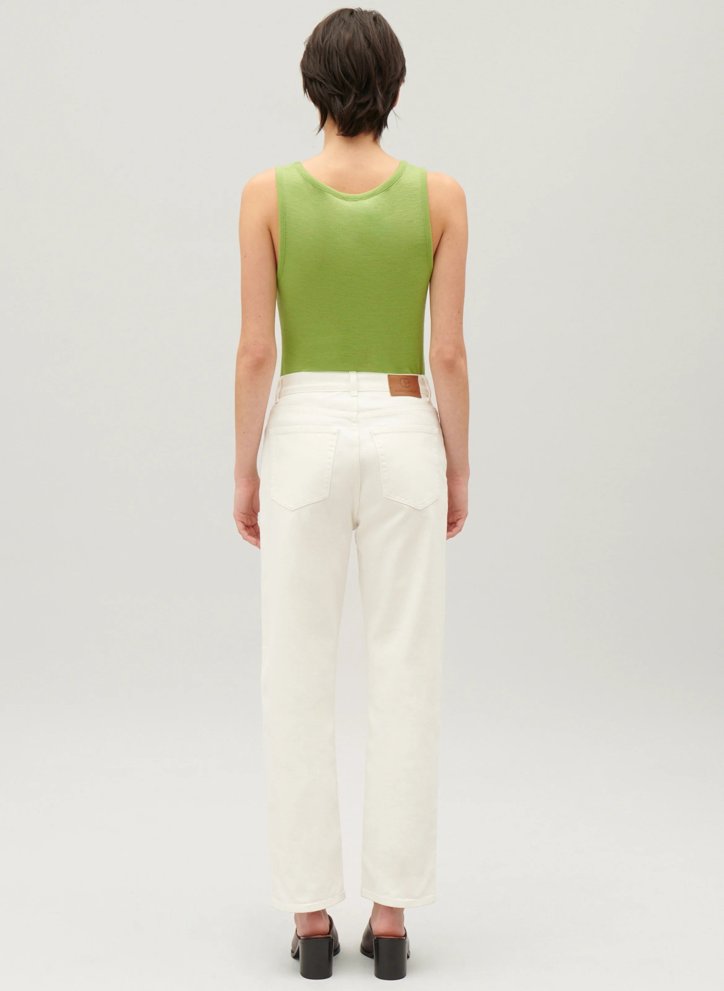 Jean droit taille haute| Blanc
