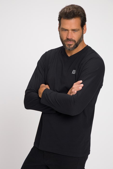 JP 1880 Langarmshirt, Basic, Langarm, V-Ausschnitt, bis 8 XL